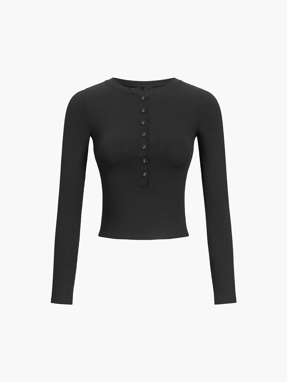 Mabel | Crop Shirt Dames van Ribstof met Lange Mouwen