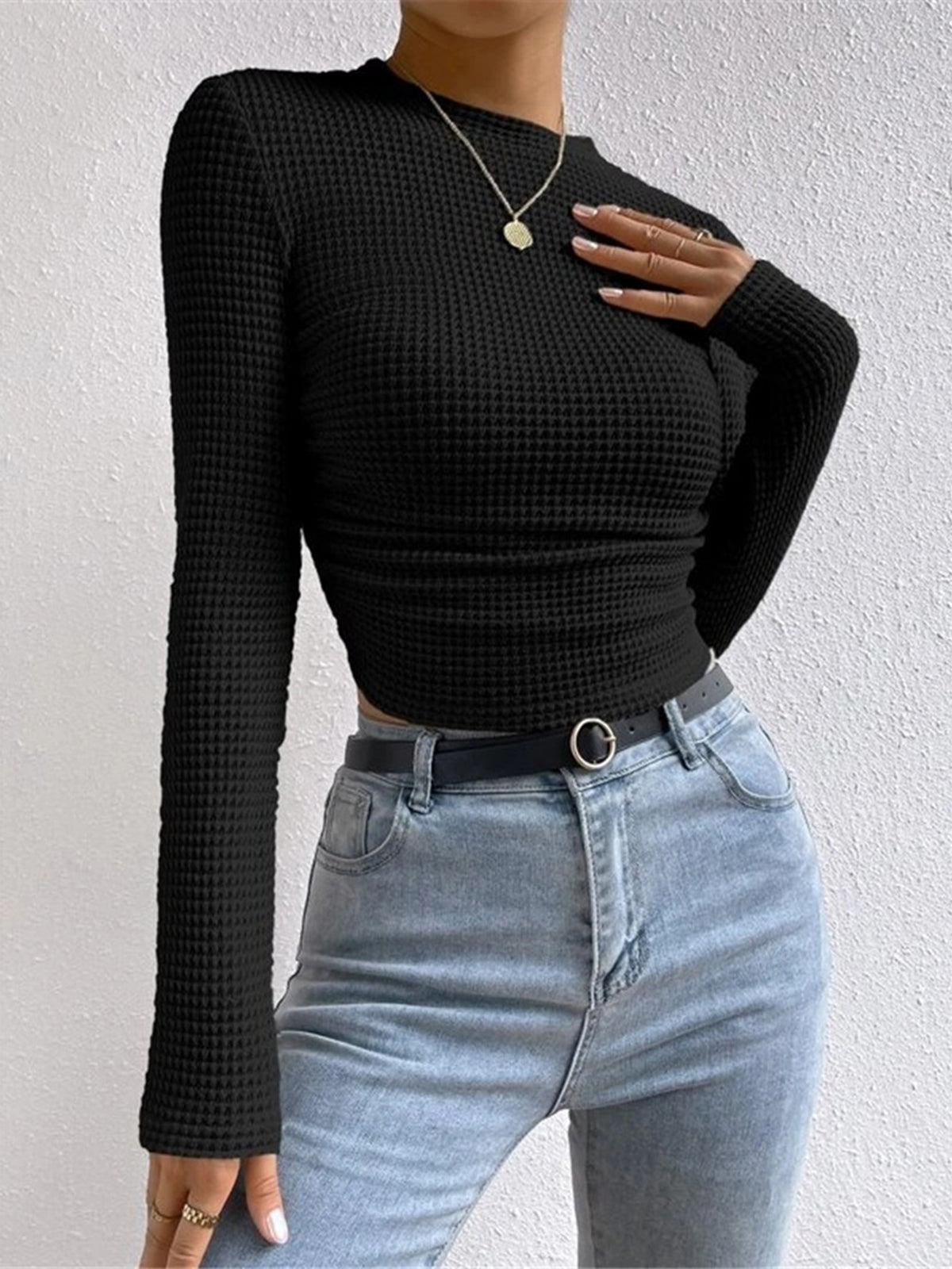 Gemma| Waffle Knit Lange Mouwen Herfst Shirt