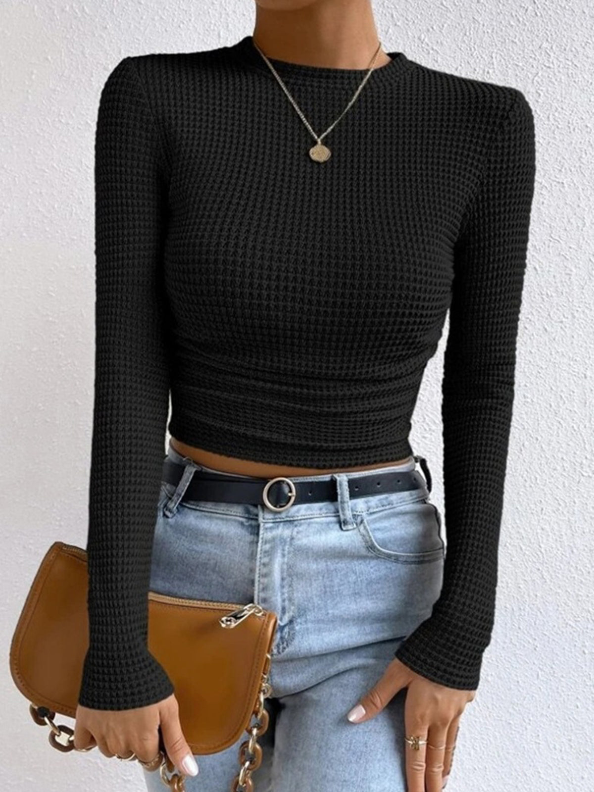 Gemma| Waffle Knit Lange Mouwen Herfst Shirt