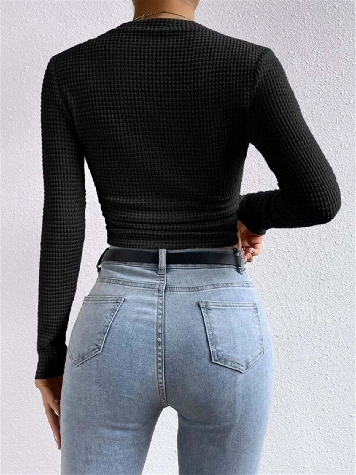 Gemma| Waffle Knit Lange Mouwen Herfst Shirt