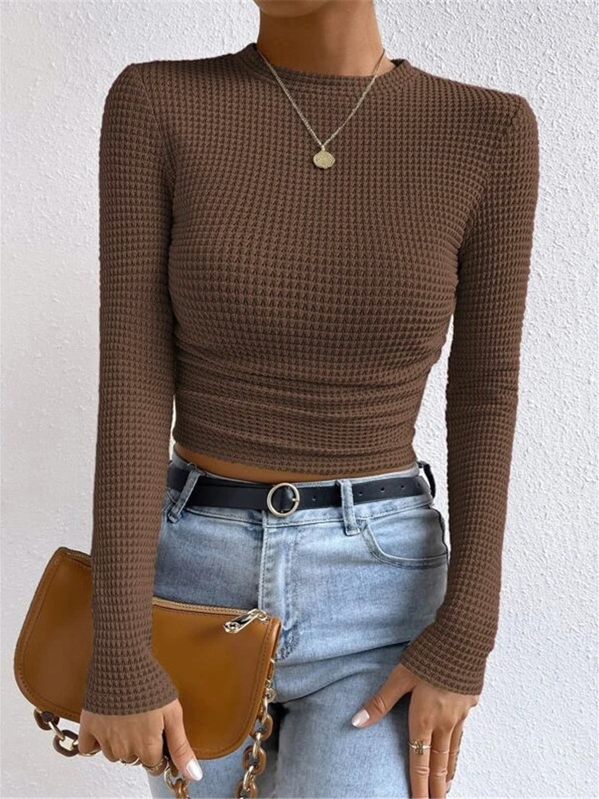 Gemma| Waffle Knit Lange Mouwen Herfst Shirt