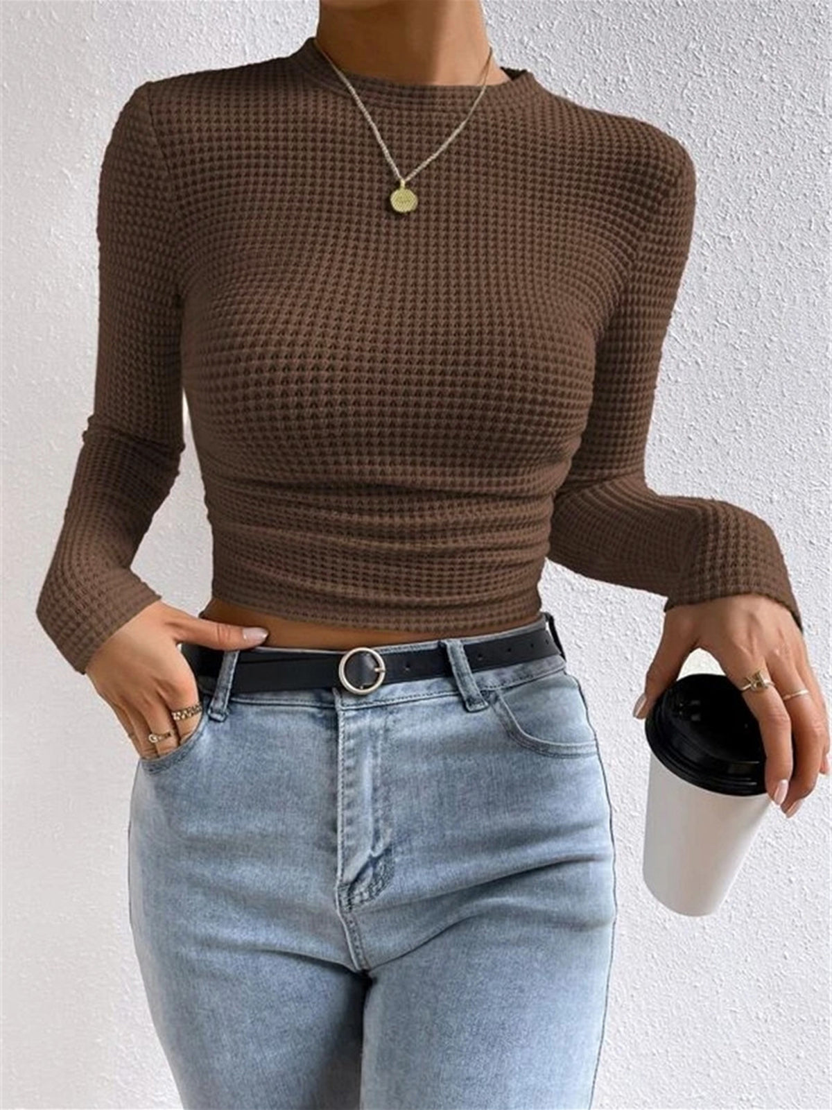 Gemma| Waffle Knit Lange Mouwen Herfst Shirt
