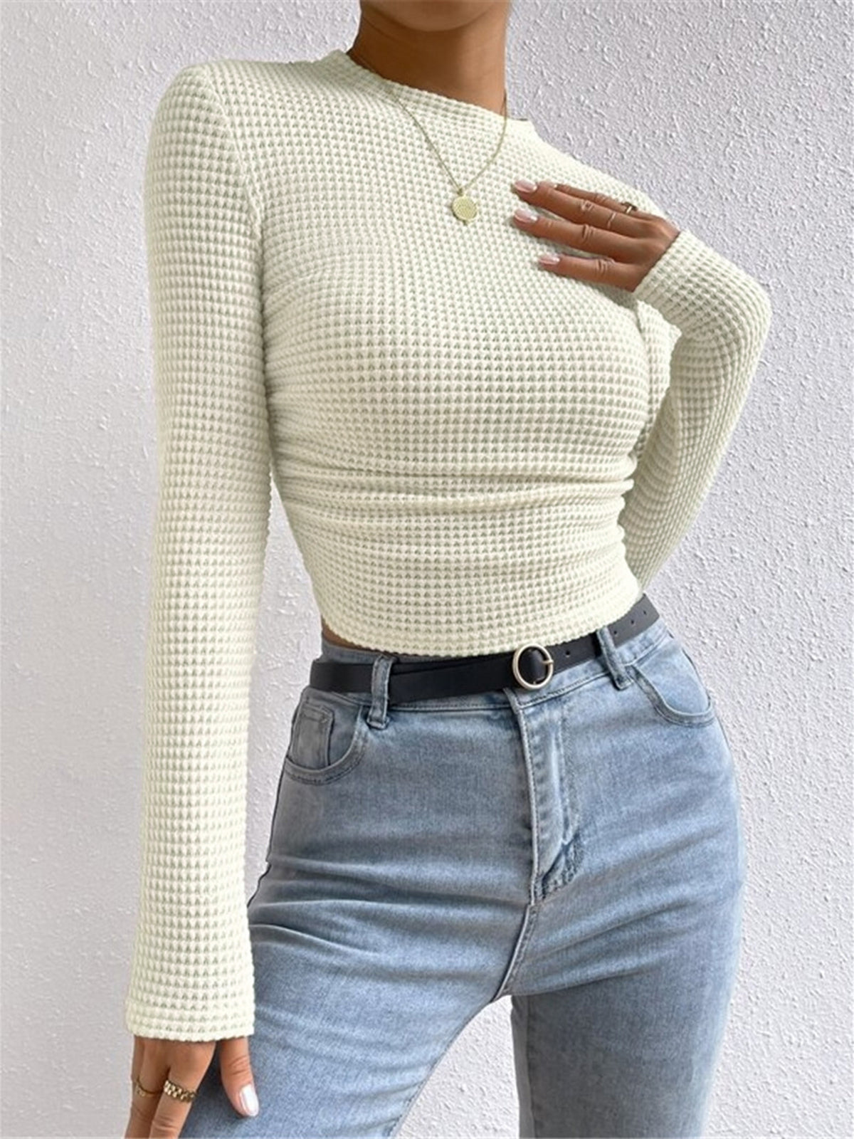 Gemma| Waffle Knit Lange Mouwen Herfst Shirt