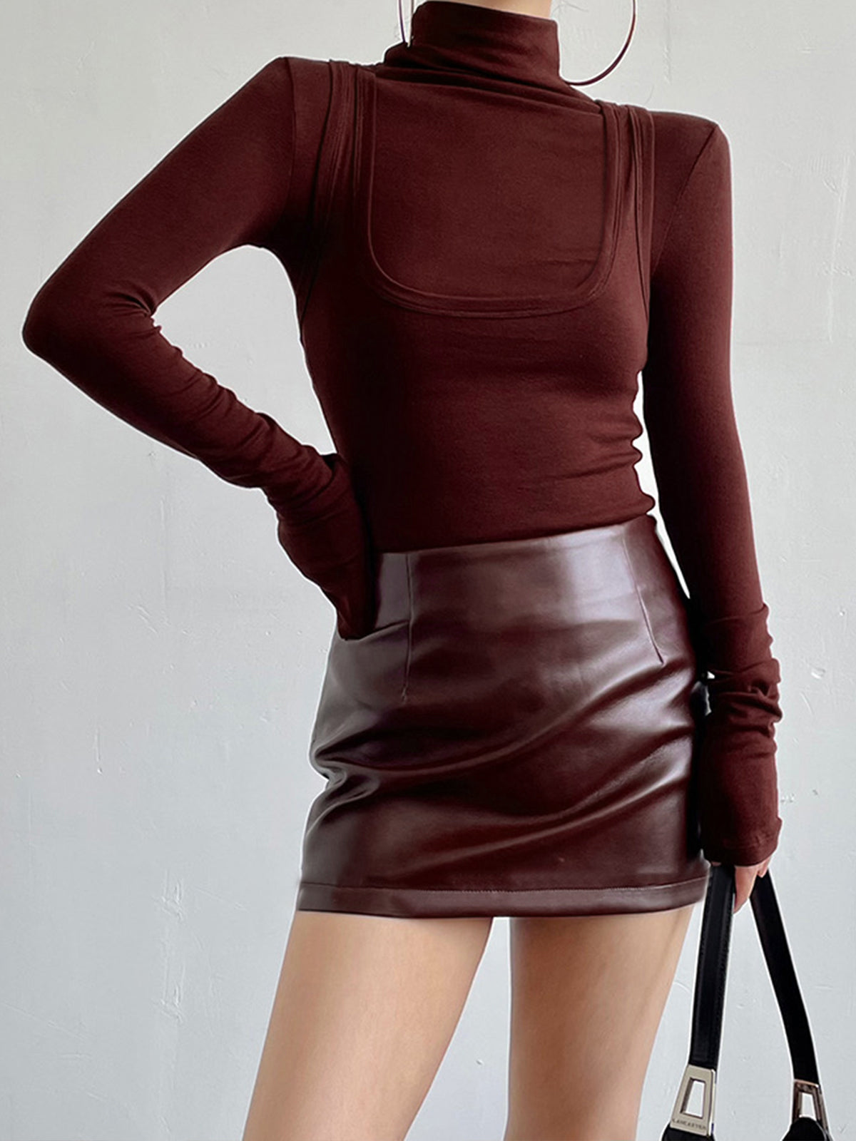 Antonella | Jersey Stretch Herfst Top met Col en Lange Mouwen