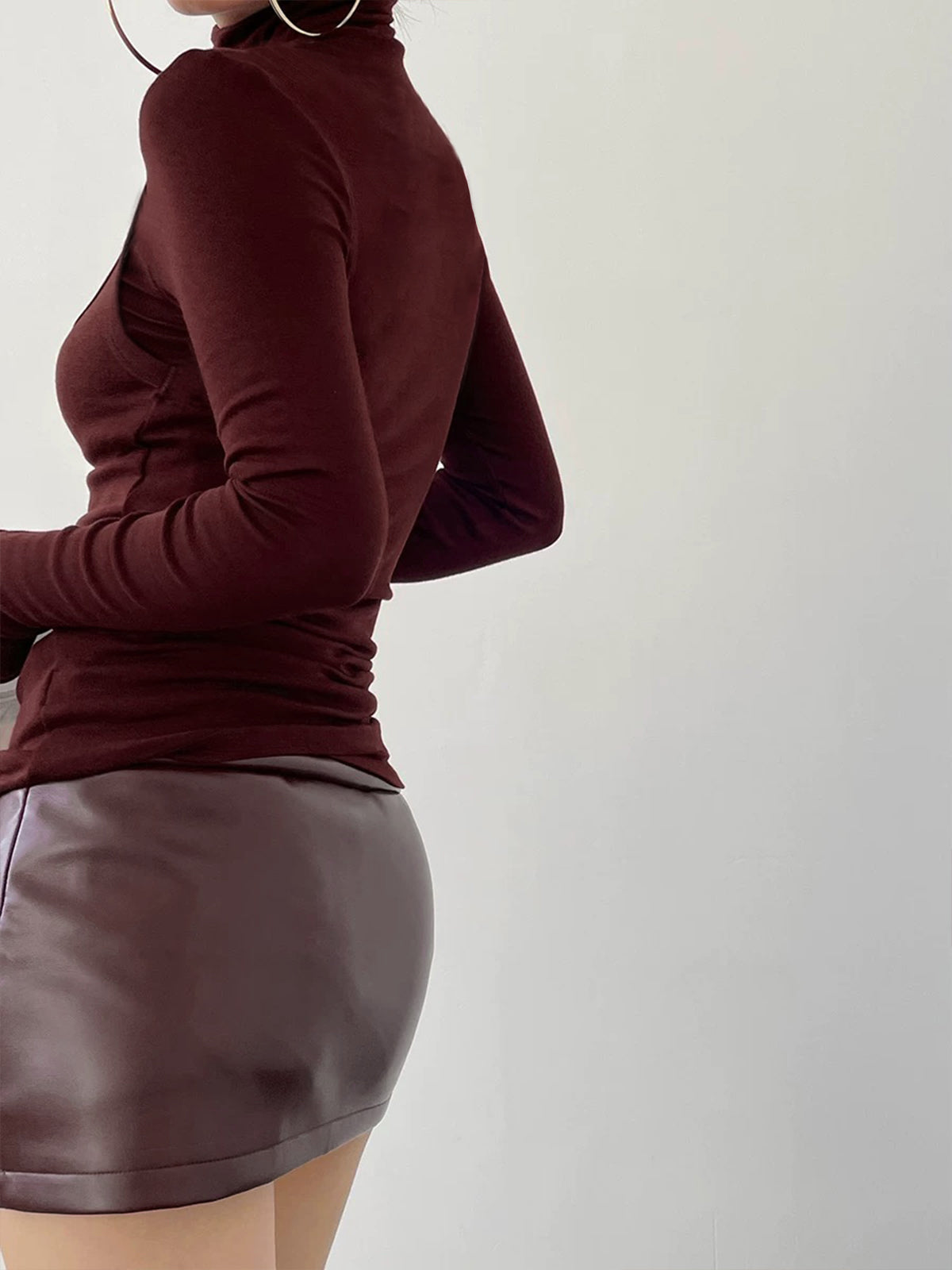 Antonella | Jersey Stretch Herfst Top met Col en Lange Mouwen