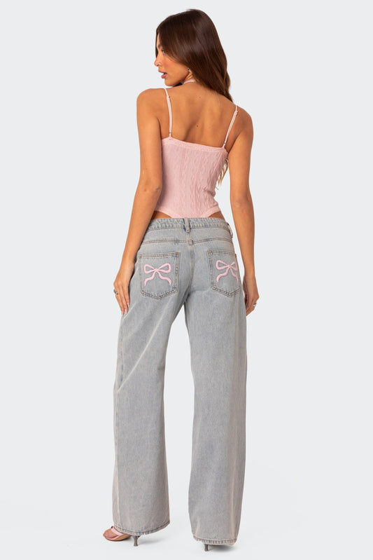 Dunja | Bow Tie Jeans met Elegant Strikdetail voor Dames