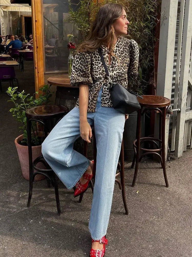 Saar - Leopard Print Top voor een Trendy Lente