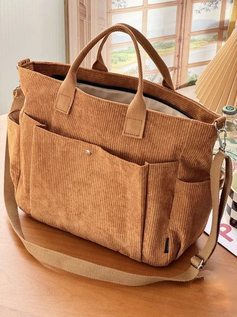 Livay | Corduroy Schoudertas met Trendy Ribstof en Praktische Indeling