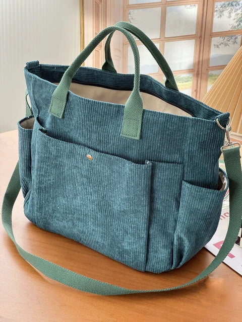 Livay | Corduroy Schoudertas met Trendy Ribstof en Praktische Indeling