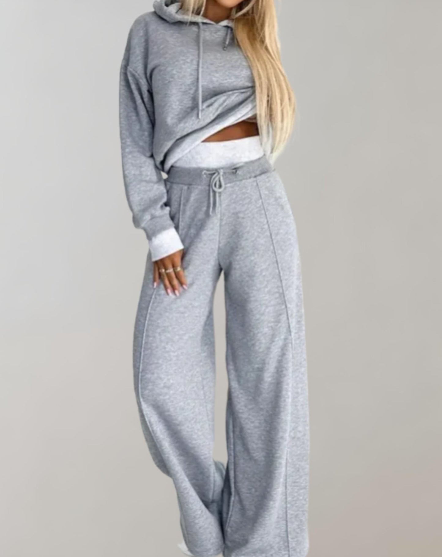 Billie | 2-delige set: trui met capuchon en broek met wijde pijpen voor dames