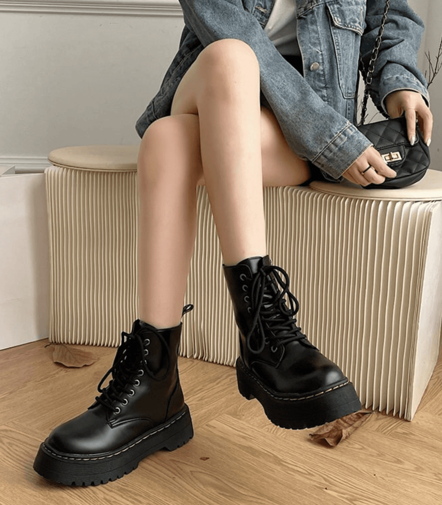 Cadiz - Zwarte Chunky Laarzen voor dames