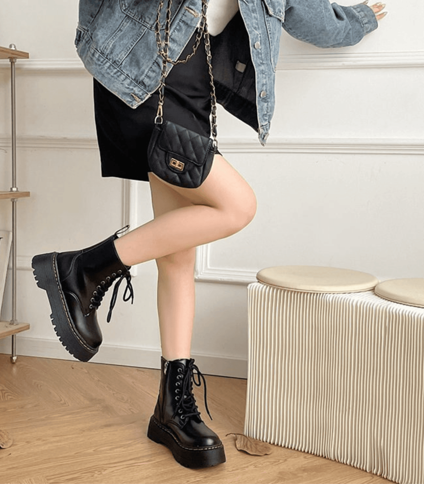 Cadiz - Zwarte Chunky Laarzen voor dames