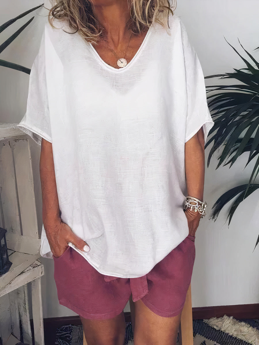 Blaire - Oversized linnen zomer T-shirt voor dames