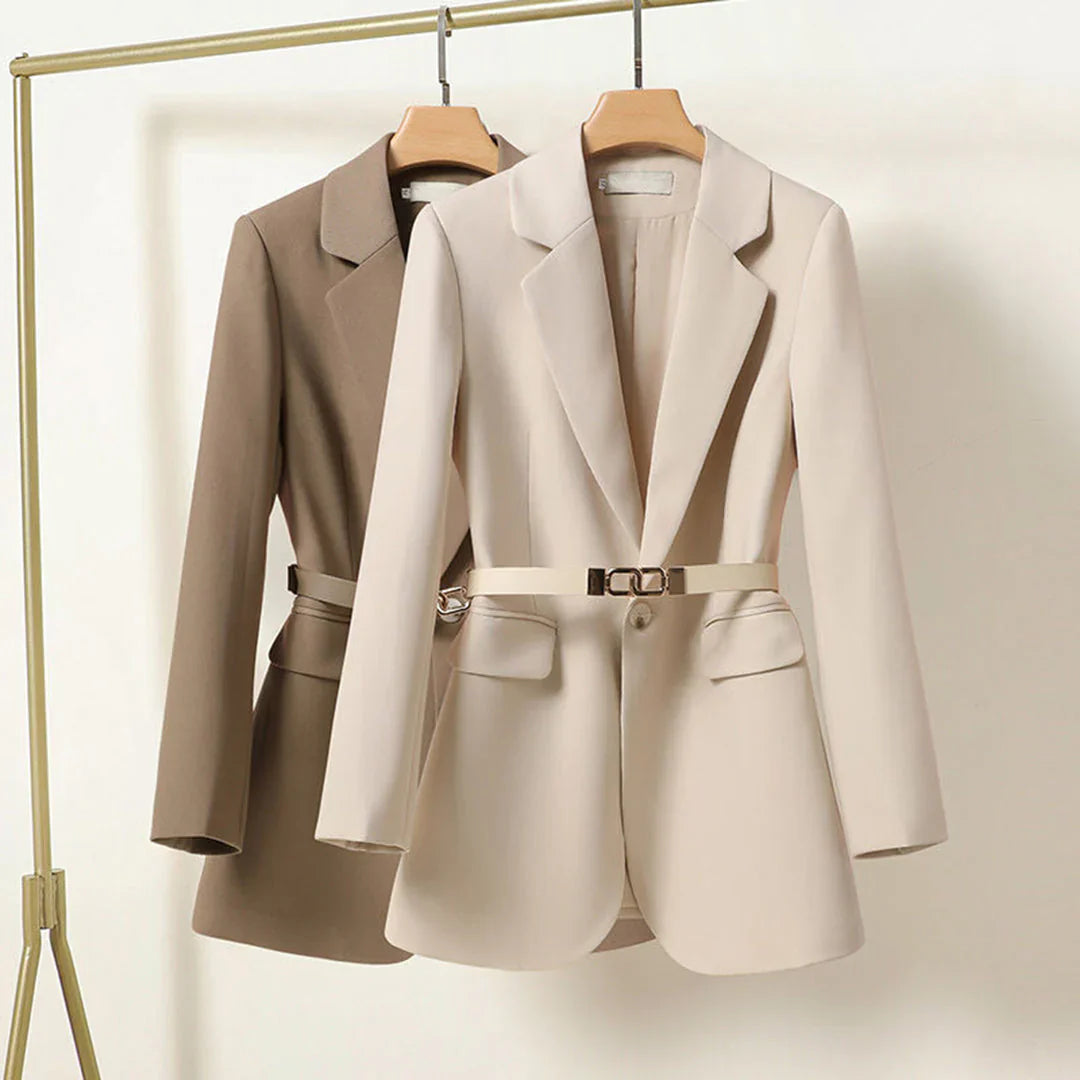 Ginny - Elegante lange blazer met riem voor dames