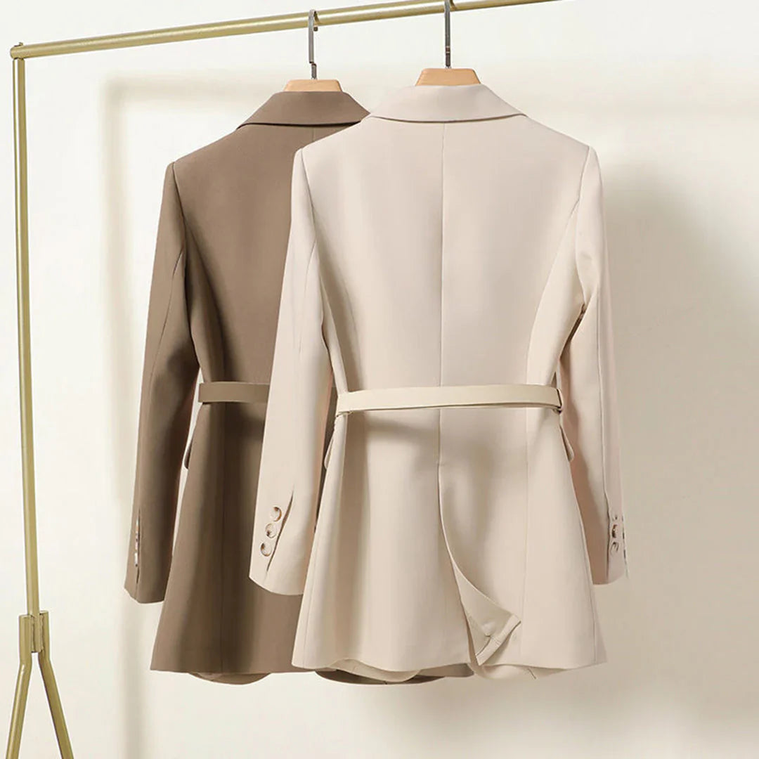 Ginny - Elegante lange blazer met riem voor dames