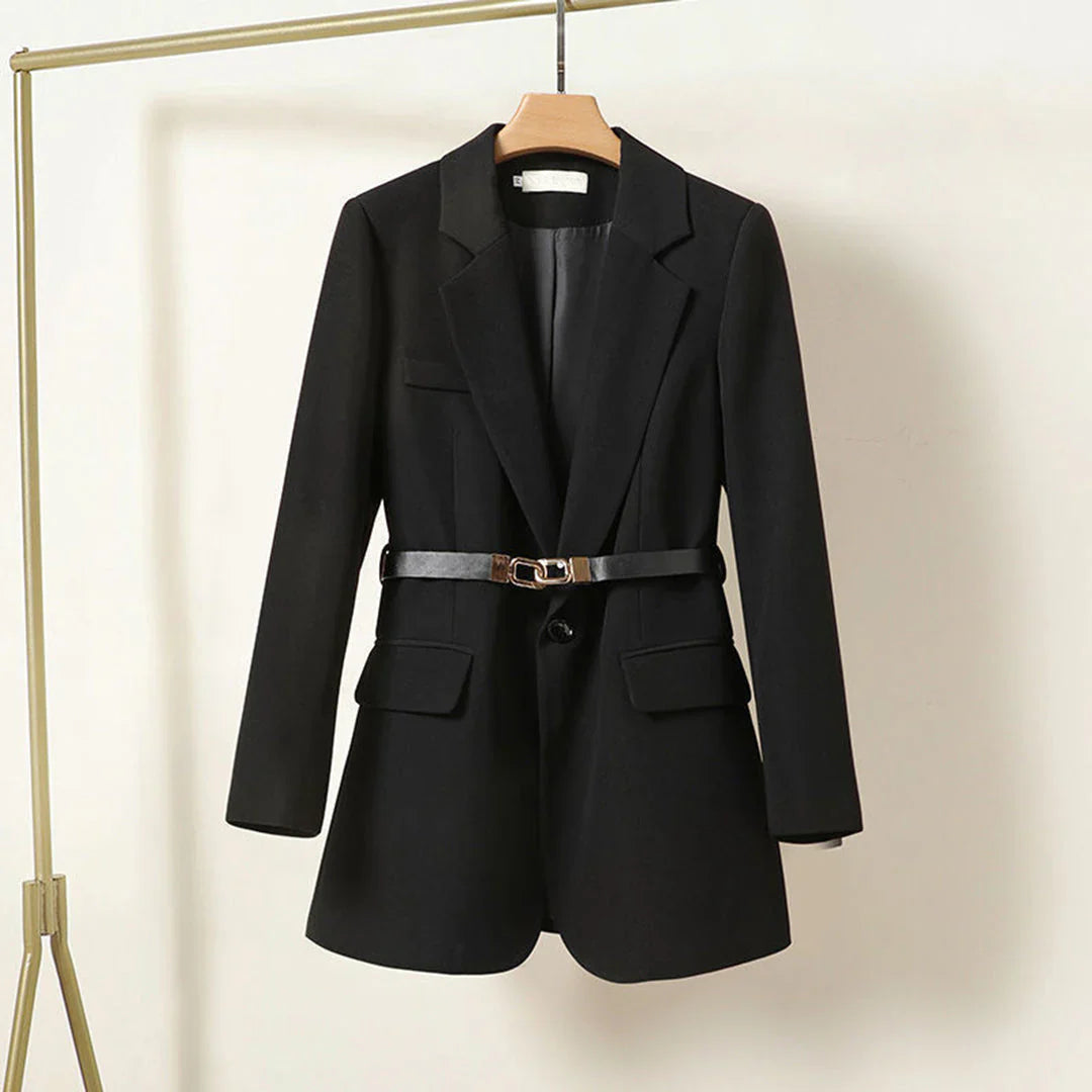 Ginny - Elegante lange blazer met riem voor dames