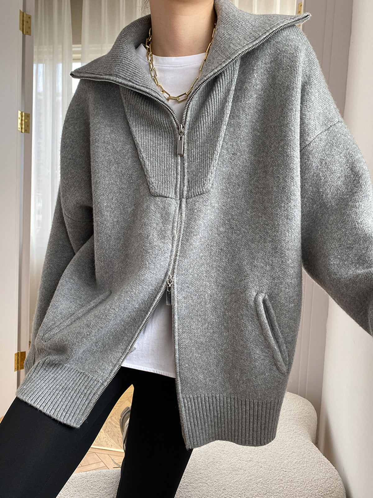 Giselle | Gebreide Cardigan Dames - Casual Oversized Met Open Kraag
