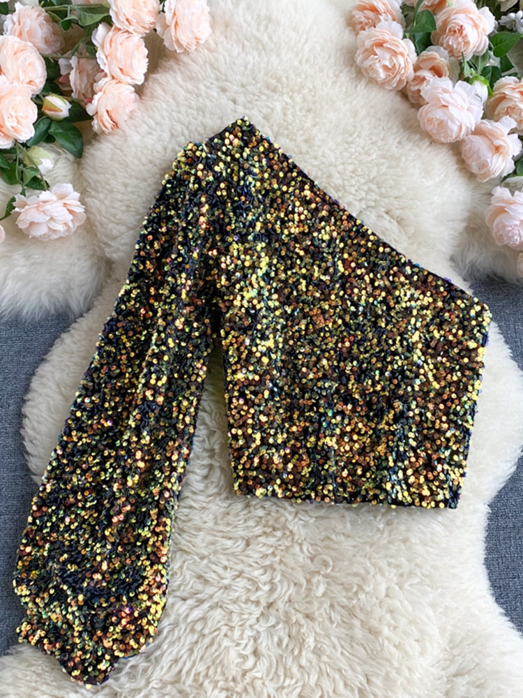 Raelyn - Glitter One Shoulder Top voor dames