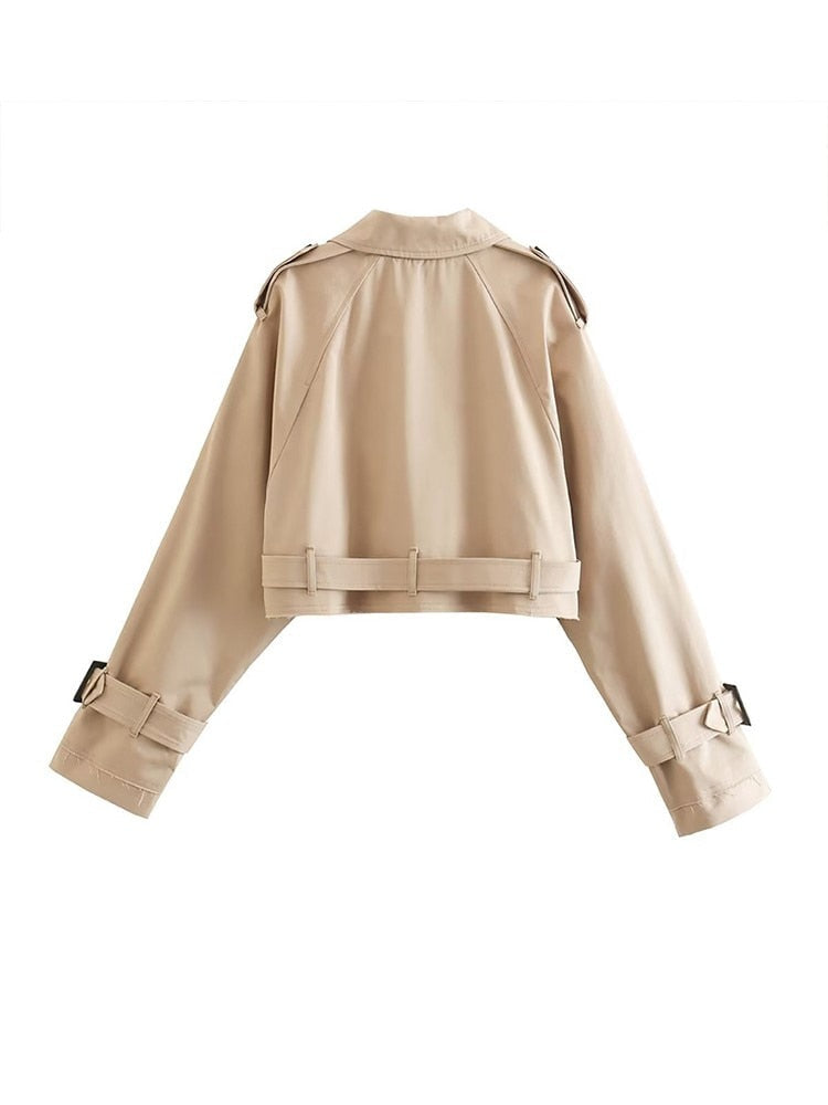 Harlow – De Cropped Trenchcoat voor de Herfst