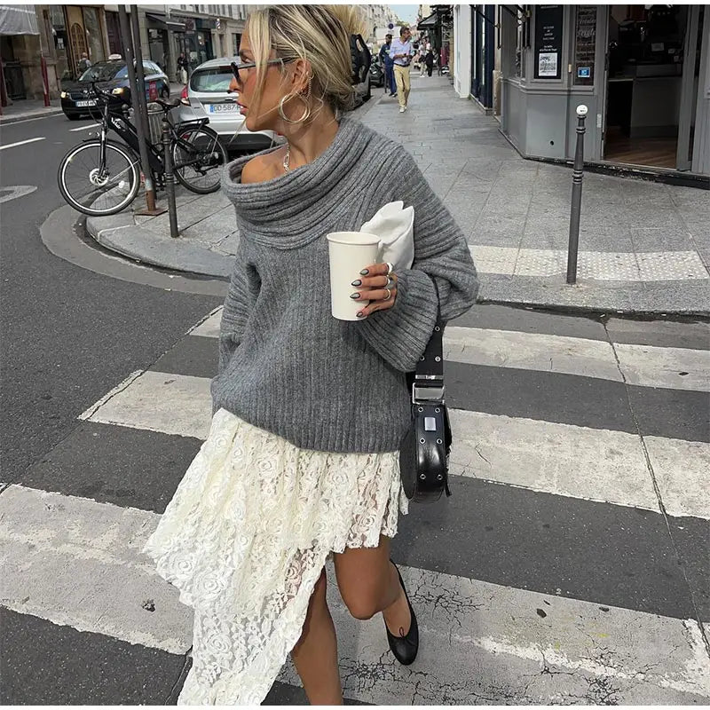 Noami | Grofgebreide Off-Shoulder Winter Trui