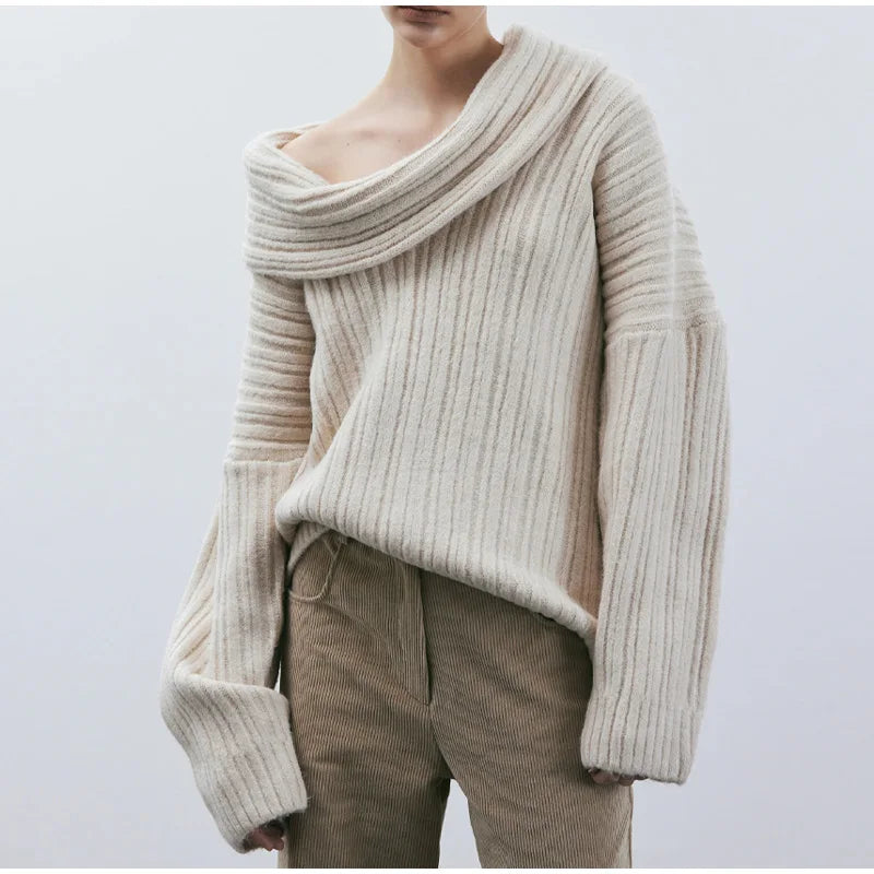Noami | Grofgebreide Off-Shoulder Winter Trui