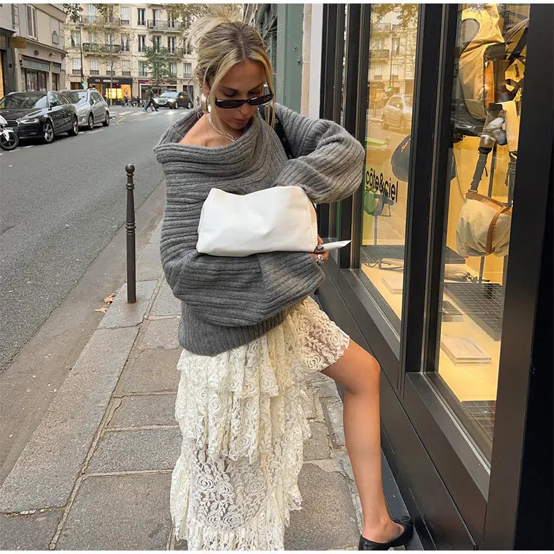 Noami | Grofgebreide Off-Shoulder Winter Trui