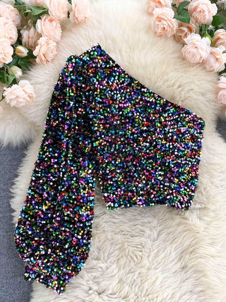 Raelyn - Glitter One Shoulder Top voor dames