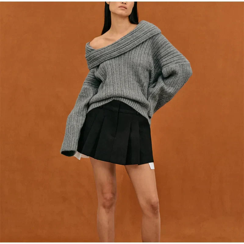 Noami | Grofgebreide Off-Shoulder Winter Trui