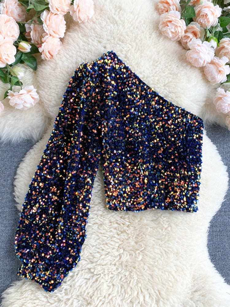 Raelyn - Glitter One Shoulder Top voor dames