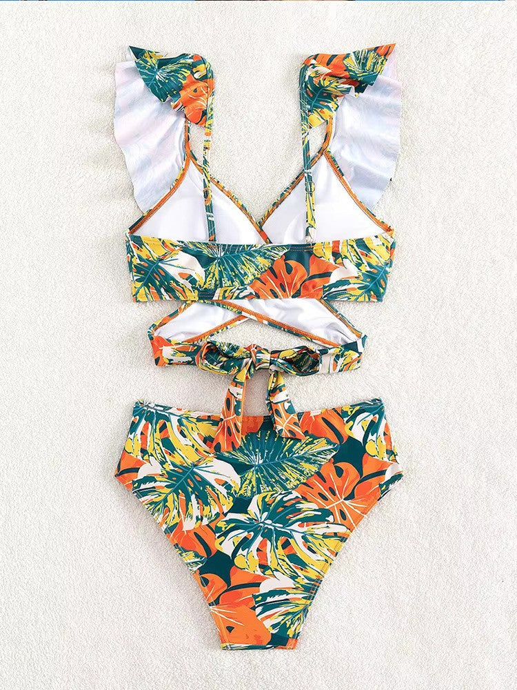 Meilani – Tropische Bikini met Ruffle Schouderbandjes