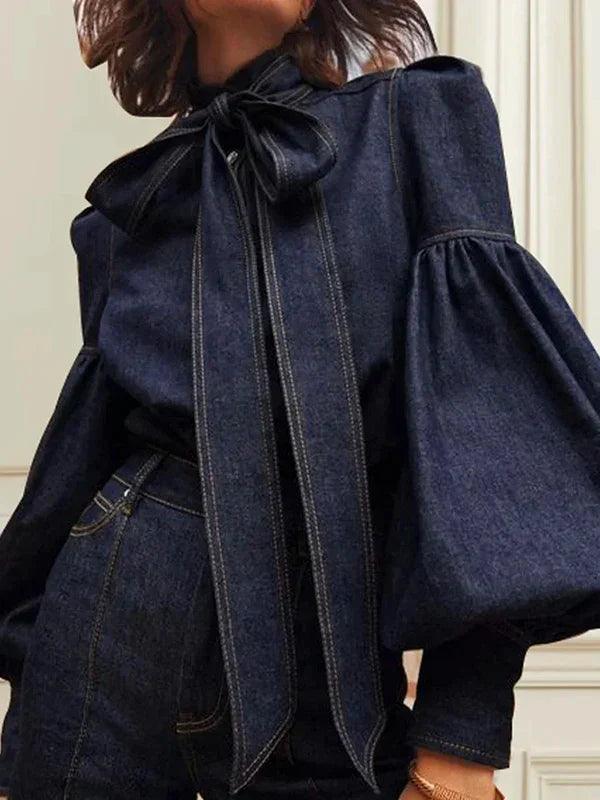 HEATHER | Tijdloze Denim Blouse met een Vleugje Elegantie