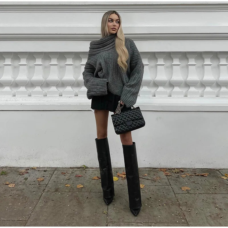Noami | Grofgebreide Off-Shoulder Winter Trui