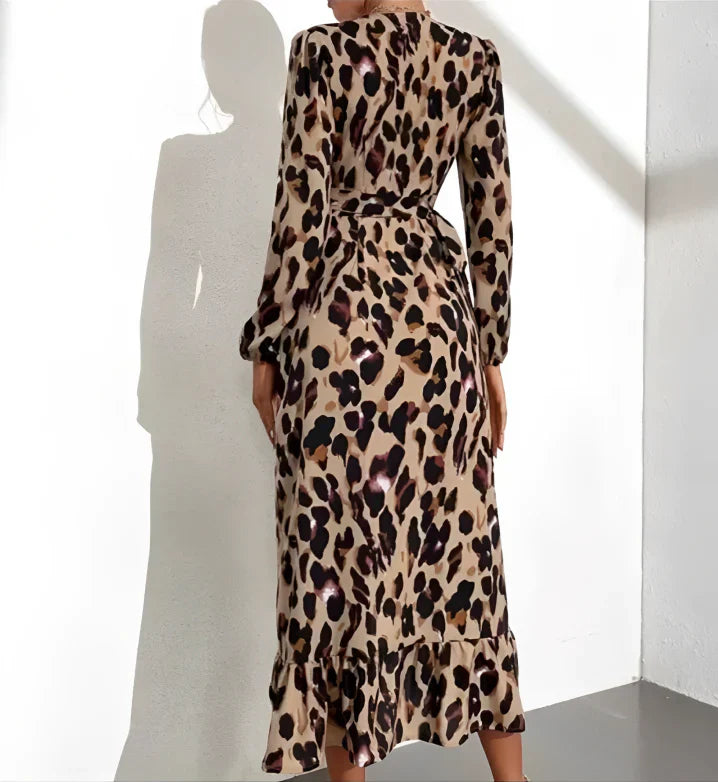 Scarlett | V-hals jurk met luipaardprint voor dames