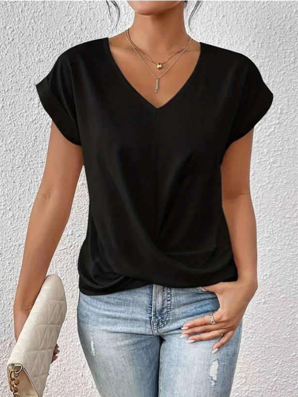 Toledo | Casual Gedrapeerde V-Hals Blouse voor Dames