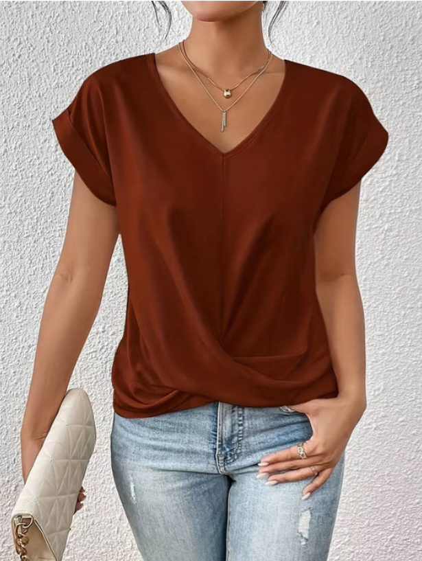 Toledo | Casual Gedrapeerde V-Hals Blouse voor Dames