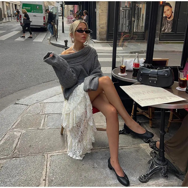 Noami | Grofgebreide Off-Shoulder Winter Trui