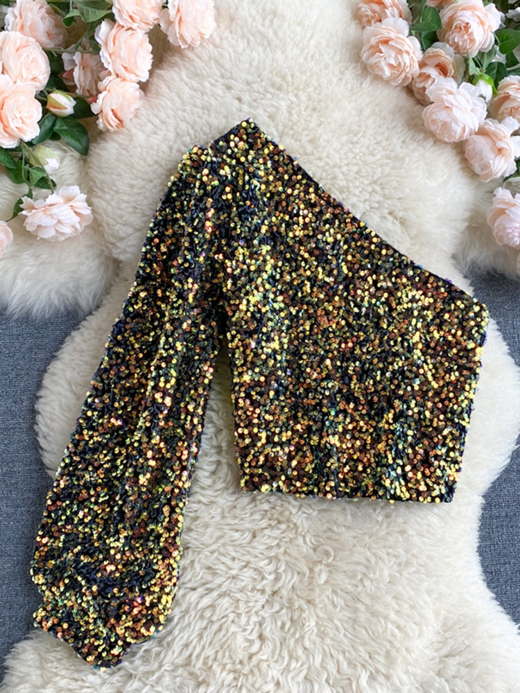 Raelyn - Glitter One Shoulder Top voor dames
