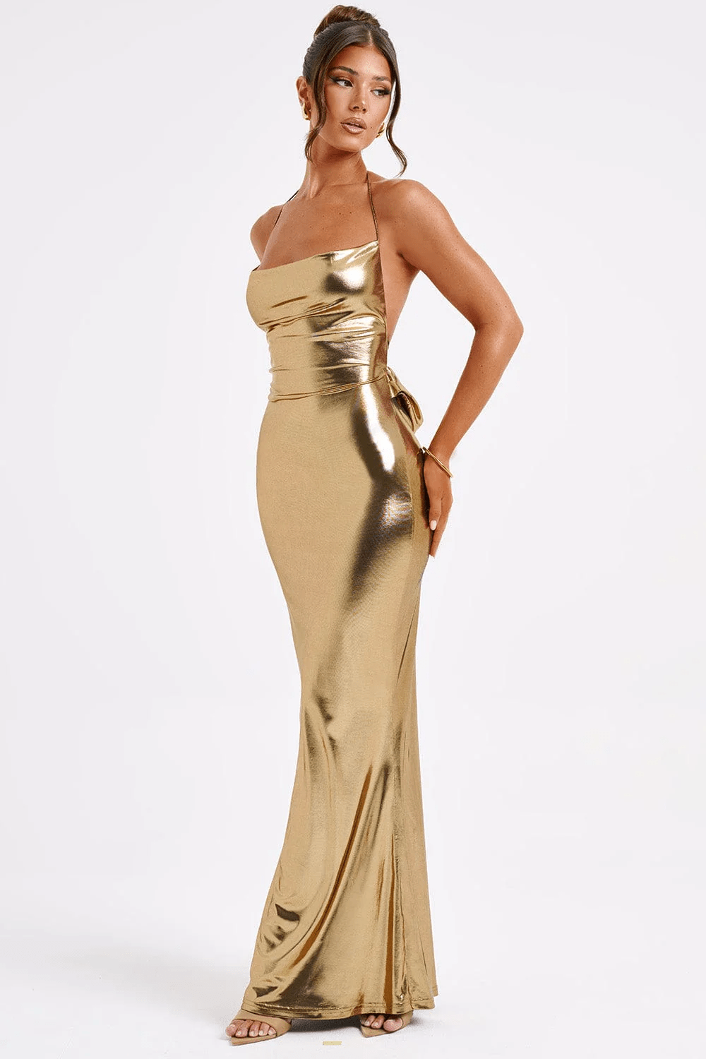 Florence | Sensuele Metallic maxi-jurk met lage rug
