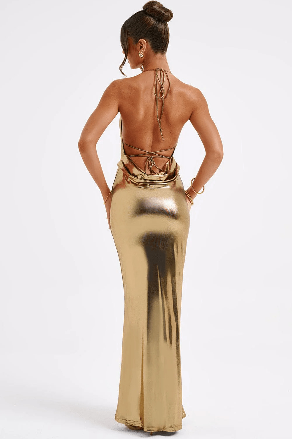 Florence | Sensuele Metallic maxi-jurk met lage rug