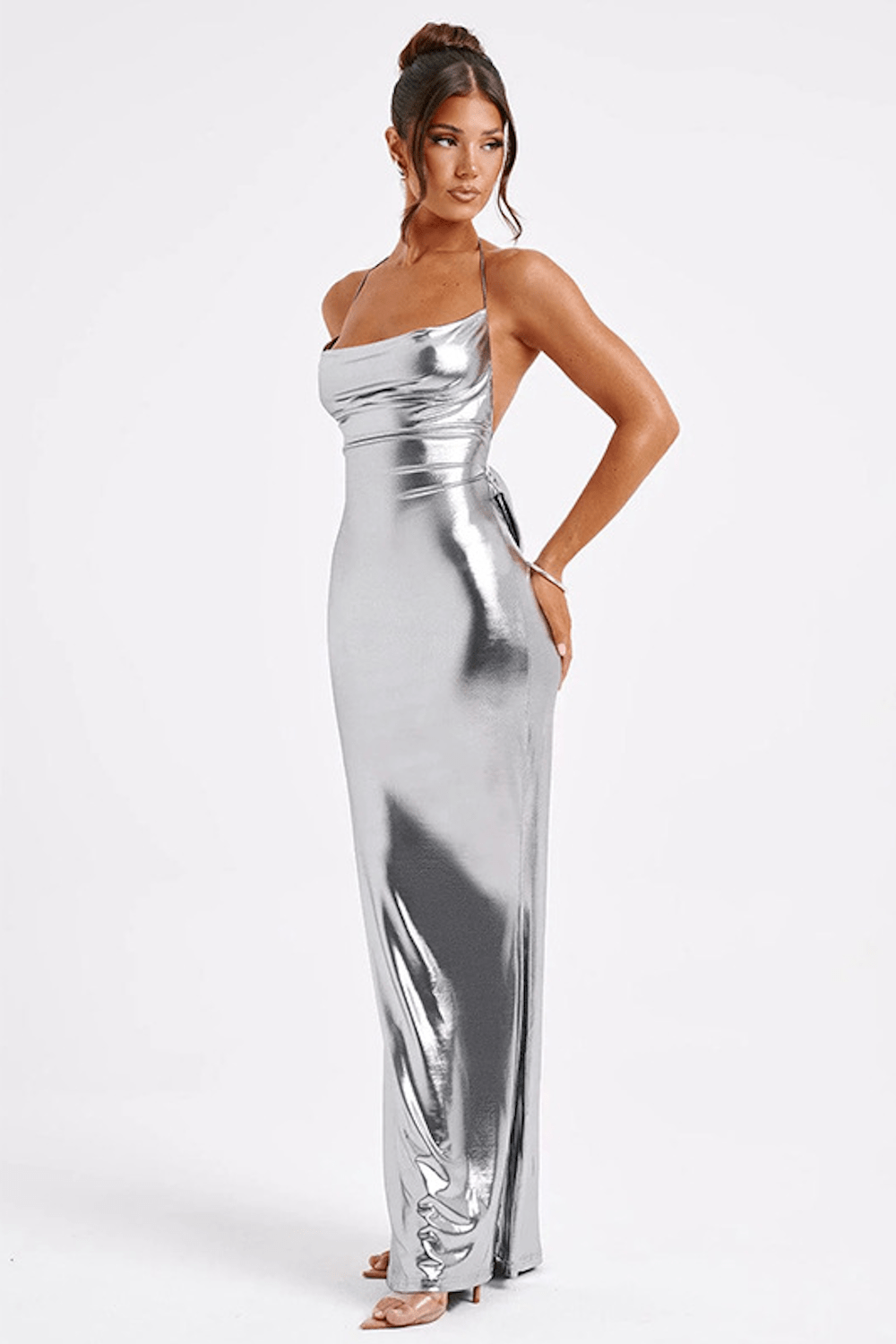 Florence | Sensuele Metallic maxi-jurk met lage rug