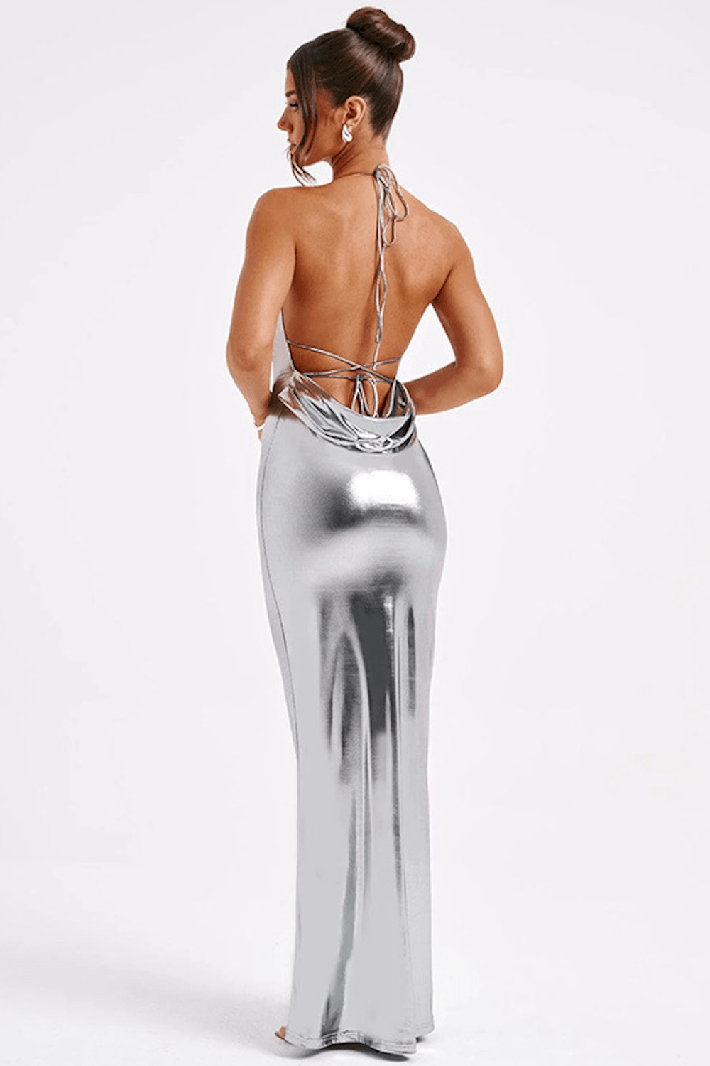 Florence | Sensuele Metallic maxi-jurk met lage rug