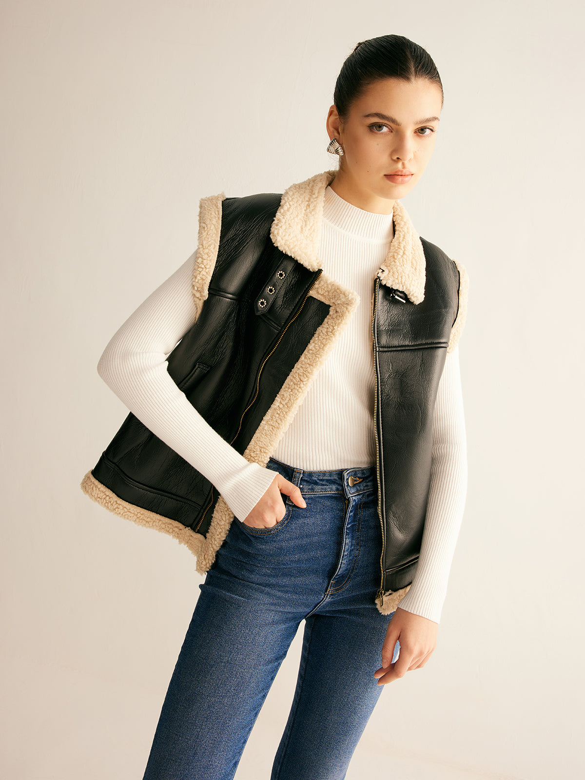 Rebecca | Teddy Gevoerd Vest Dames - Faux Leren & Warm