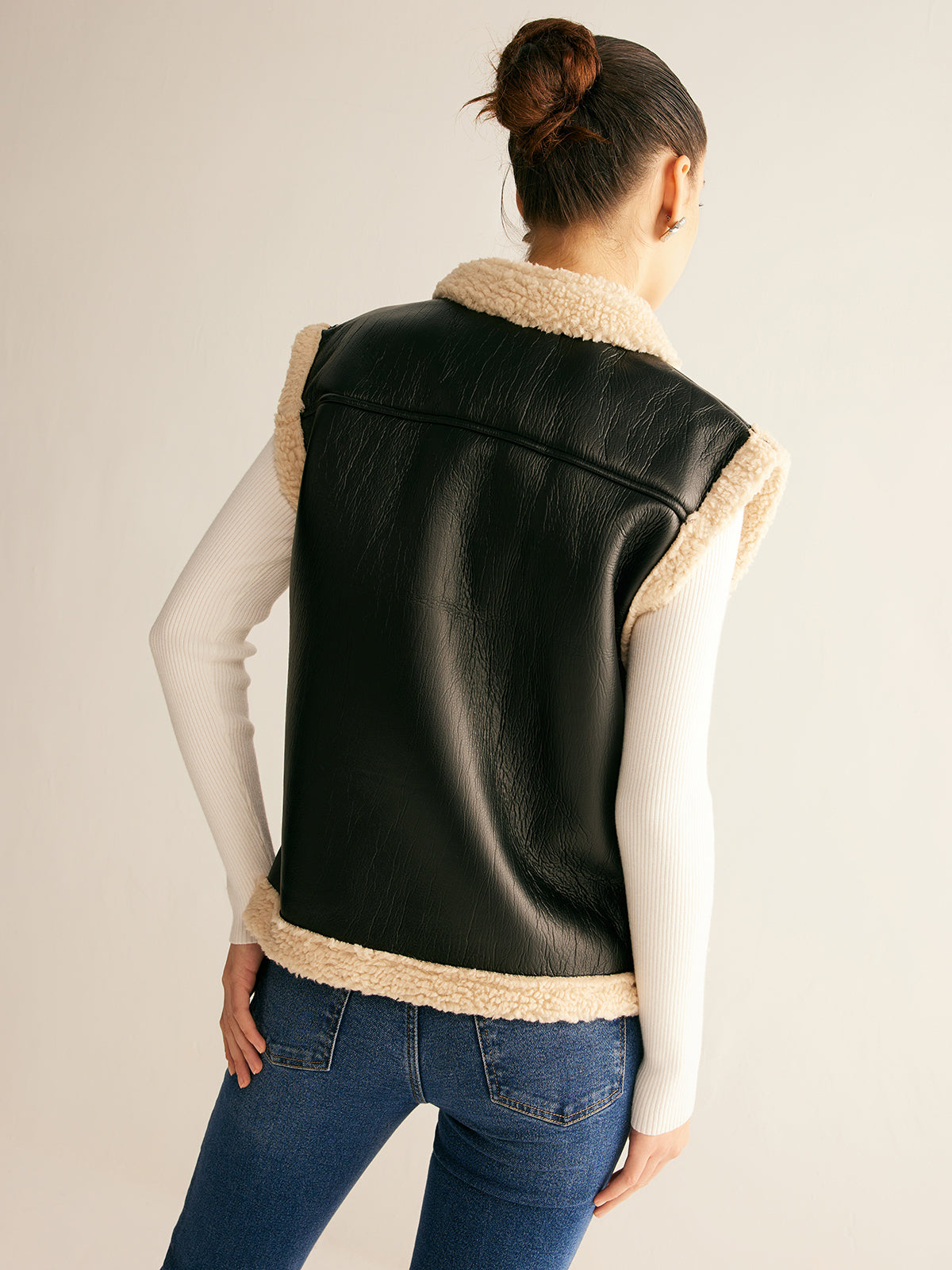 Rebecca | Teddy Gevoerd Vest Dames - Faux Leren & Warm