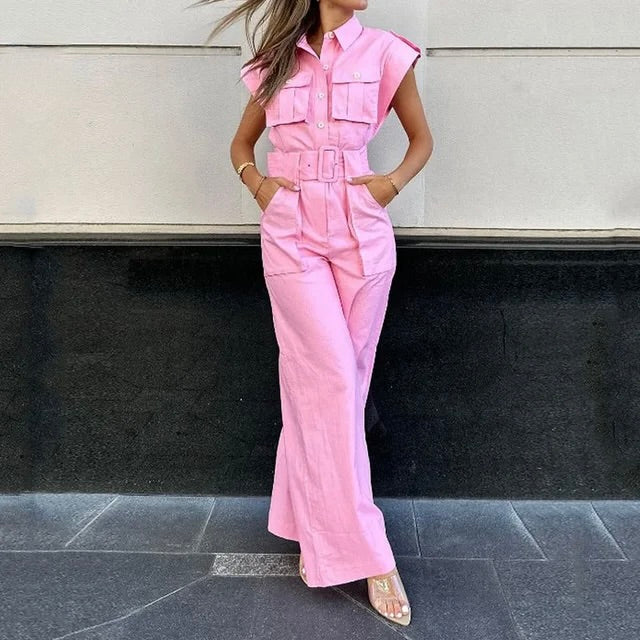 Ailany | Elegante Roze Jumpsuit met Taille-Riem