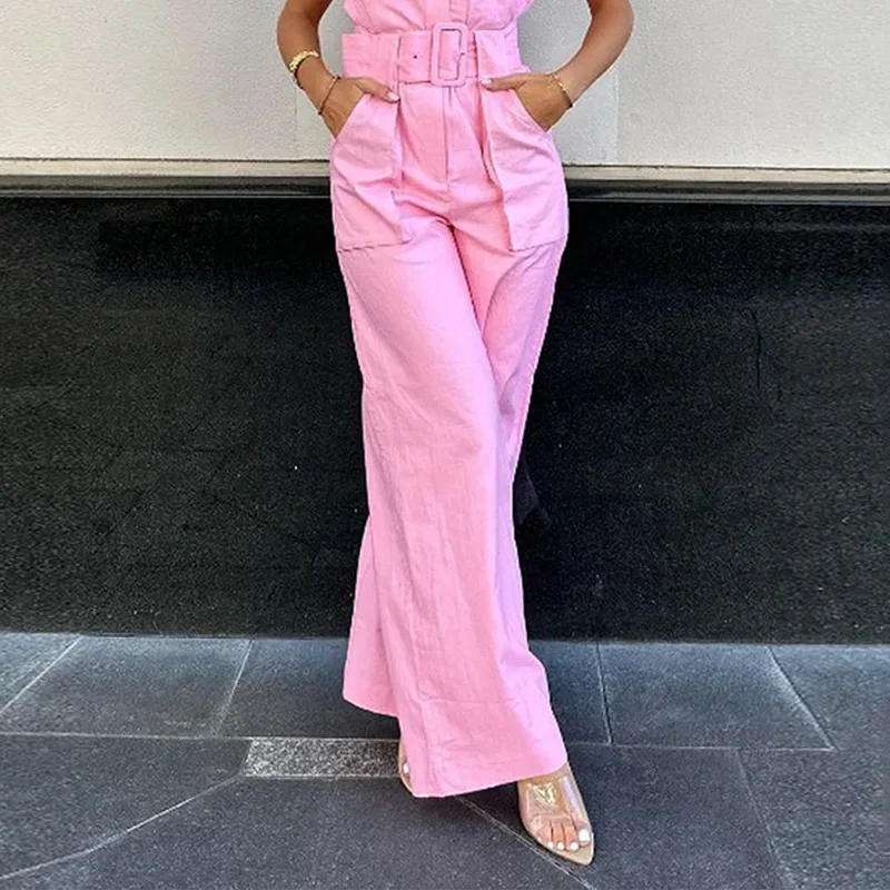 Ailany | Elegante Roze Jumpsuit met Taille-Riem