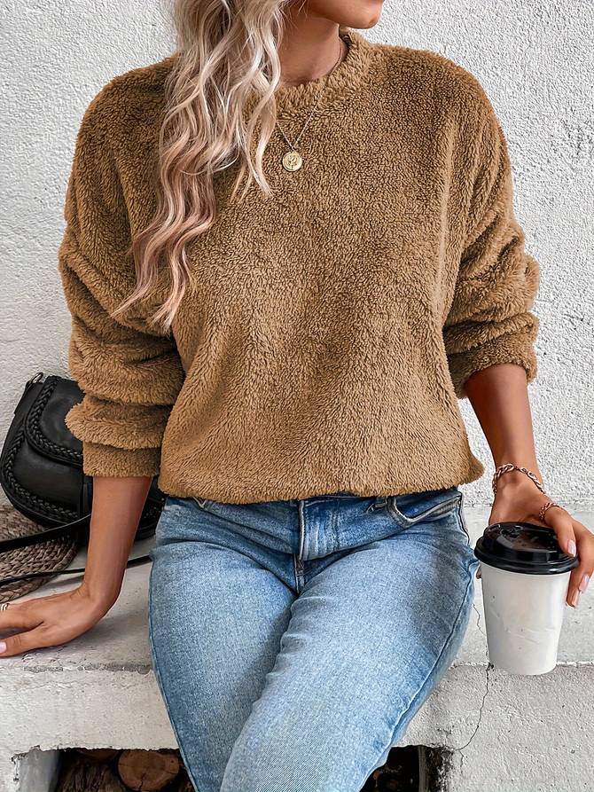 PEGGY | Teddy Fleece Sweater Met Relaxed Fit