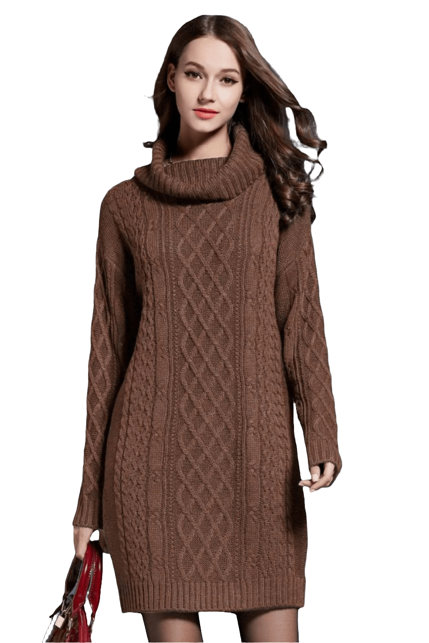 Talia | Gebreide Sweater Jurk | Dames Coltrui Met Turtleneck