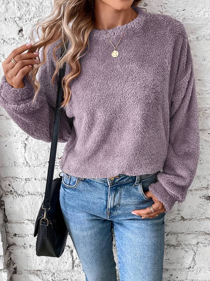 PEGGY | Teddy Fleece Sweater Met Relaxed Fit