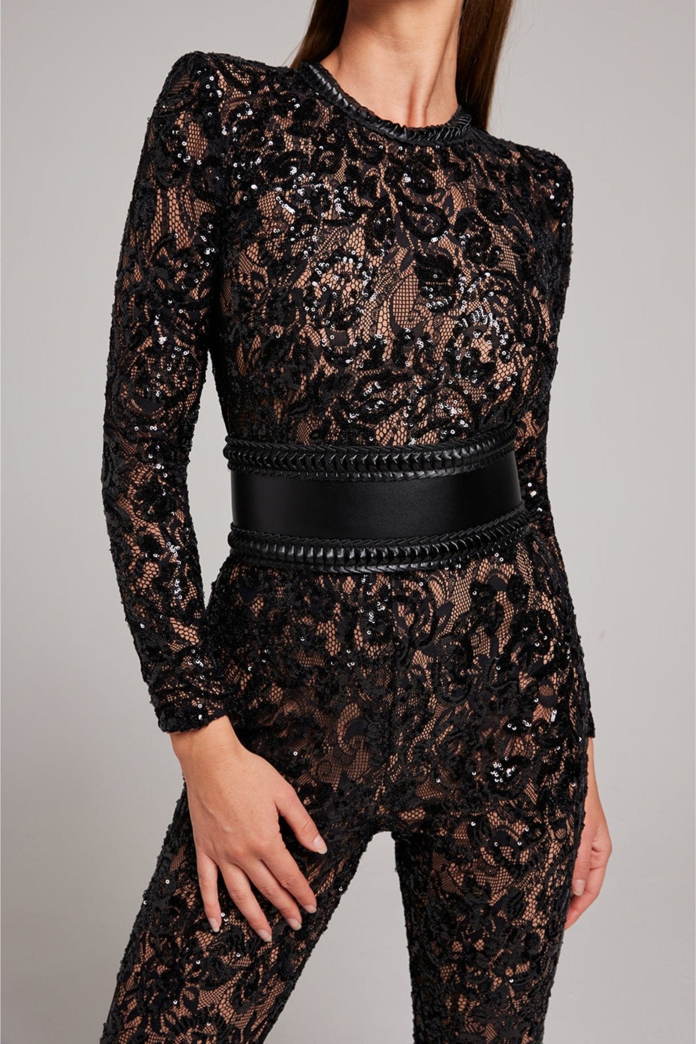 JOY | Elegante Kanten en Pailletten Jumpsuit met Flatterende Pasvorm