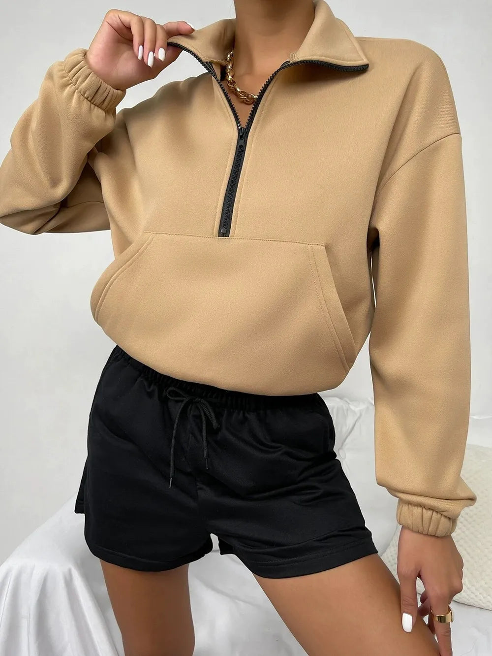 Paulina | Dames Trui met Fleece β Losse Pasvorm β Zip Front